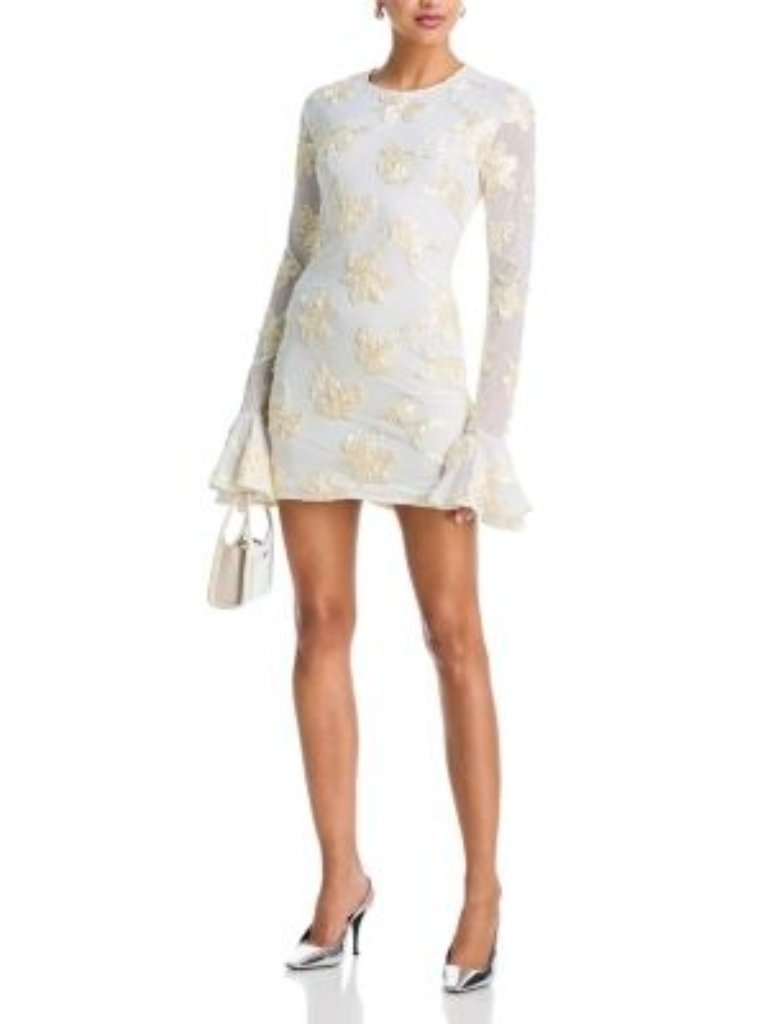 Rotate Flower Mesh Mini Dress
